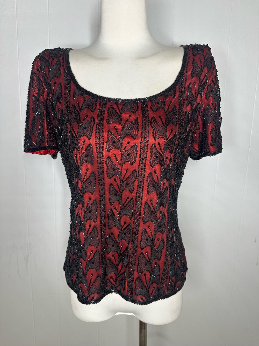 Vintage Laurence Kazar Vampy Beaded Top